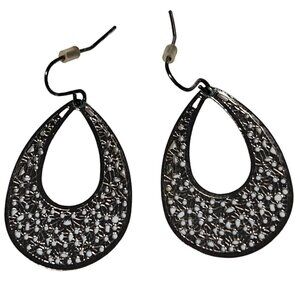 Elegant Black Filigree Teardrop Earrings Classic Formal Fashion Jewelry Women